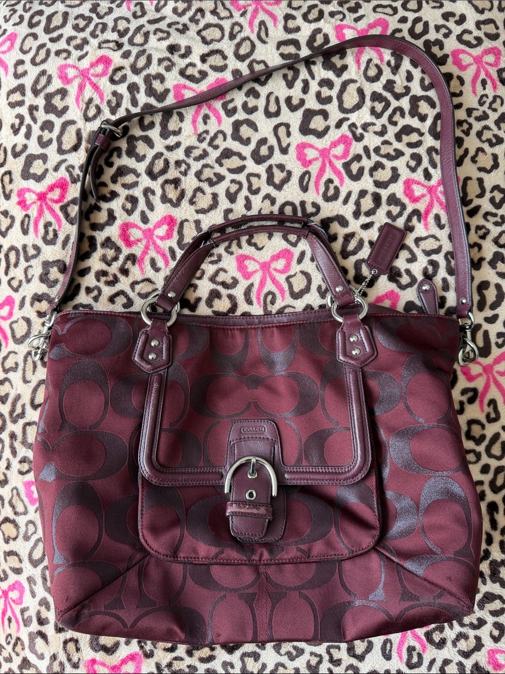 Coach Large Burgundy Canvas Bag